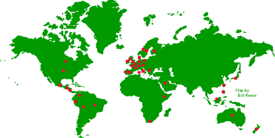 Mapa de países com SignWriting
